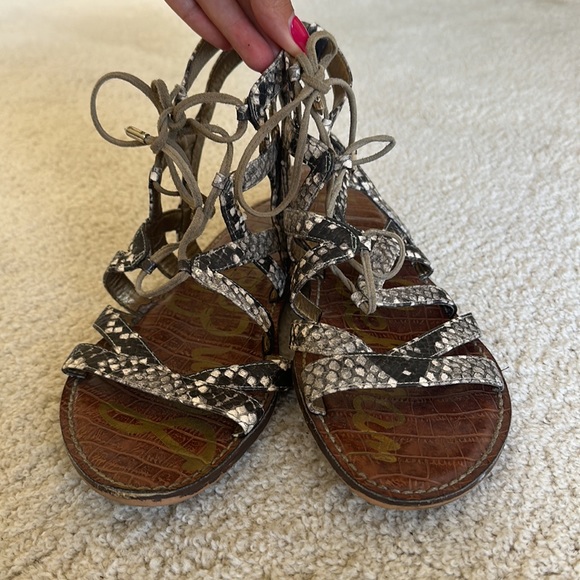 Sam Edelman Snakeskin Lace Up Sandal - Picture 3 of 7